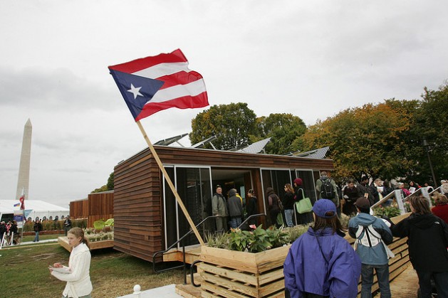 The University of Puerto Rico showcases a solar-powered home at the 2009 Solar Decathlon in Washington, D.C. Five years later, renewable energy sources have yet to be used widely on the island. Credit: Stefano Paltera/US Dept. of Energy Solar Decathlon