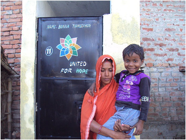 Radha’s family has received one of the 50 household toilets provided by German-based organization United for Hope. The waiting list in 2,500 people strong Tirmasahun is still long.