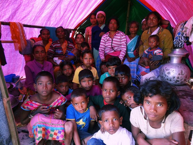 In Serfanguri relief camp in Kokrajhar, several tents were erected, but they were inadequate to properly house the roughly 2,000 people who had arrived there on Dec. 23, 2014. This single tent houses 25 women and children. Credit: Priyanka Borpujari/IPS
