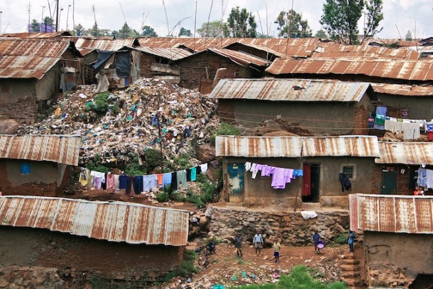 Slums in a Kenyan shanty town. Africa has more than 570 million slum-dwellers, according to UN-Habitat, with over half of the urban population (61.7 percent) living in slums. Photo credit: Colin Crowley/CC BY 2.0 via Wikimedia Commons