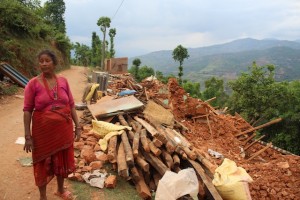 Sixty-five-year-old Rita Rai still has not received emergency relief in the remote village of Mahadevsthan in Kavre district, 100 km south of Nepal’s capital, Kathmandu. Credit: Naresh Newar/IPS