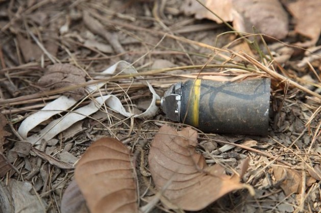 Dual Purpose Improved Conventional Munitions (DPICM) submunitions boast a distinctive white nylon stabilization ribbon. Credit: StÃƒÂ©phane De Greef, Landmine and Cluster Munition Monitor/CC-BY-2.0