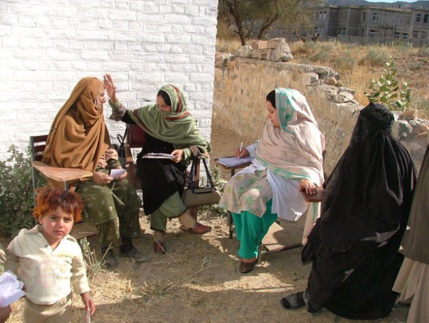 Women being examined by female doctors in free medical camp held in North Waziristan, one of the seven districts of FATA.  Credit: Ashfaq Yusufzai/IPS