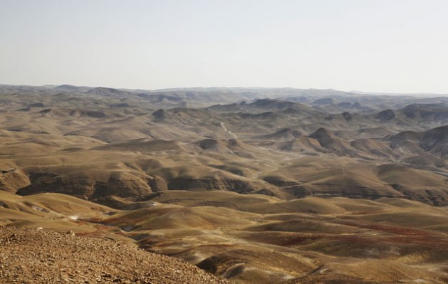 The rolling hills of the southern West Bank landscape seen from the Rashayda camp along the Abraham Path. Rashayda, West Bank. Credit: Silvia Boarini/IPS