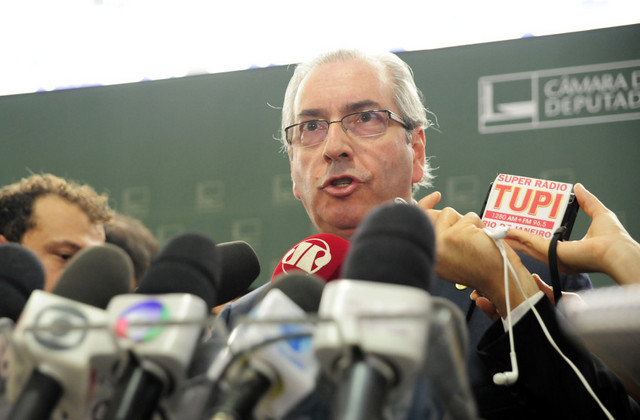 Eduardo Cunha, speaker of the lower house of Congress in Brazil, announcing his decision to allow the impeachment trial to go ahead against President Dilma Rousseff. Credit: Alex Ferreira/Cámara de Diputados