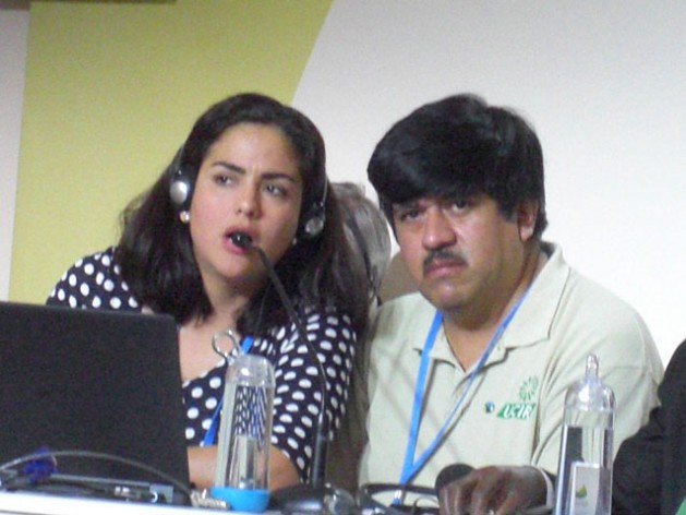 Luis Martinez, a representative  of the of the Latin American and Caribbean smallholder farmers group CLAC, speaking through an interpreter at COP21 in Paris. Credit: A.D. McKenzie/IPS