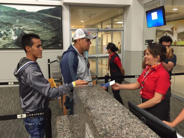 One of the 180 Cubans on the Jan. 12 charter flight which took the first group of migrants from Costa Rica to San Salvador. From there they are heading on to their final destination: the United States. Credit: Foreign Ministry of Costa Rica