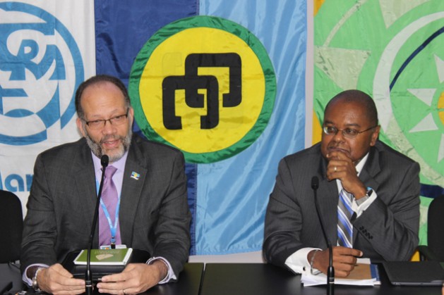 Secretary General of CARICOM, Ambassador Irwin LaRocque (left) and Jimmy Fletcher, Minister of the Environment and Sustainable Development in St. Lucia. LaRocque said developed countries should honour their commitments to provide financing. He adds that such commitments to provide financing should not be tied up in bureaucratic maneuverings to access these finances. Credit: Desmond Brown/IPS