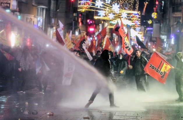 Police use tear gas and water canons in Istanbul to disperse demonstrators protesting the new Internet bill in February 2014. Credit: Emrah Gurel/IPS.
