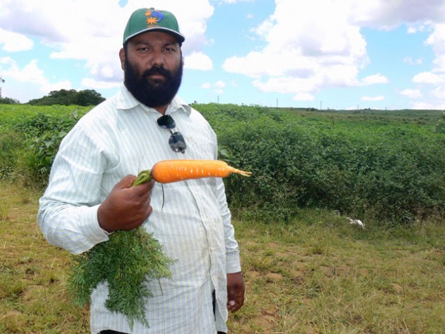 Amarjeet Beegoo has joined lately the group of farmers who are involved in bio-farming and smart agriculture. Credit: Nasseem Ackbarally/IPS