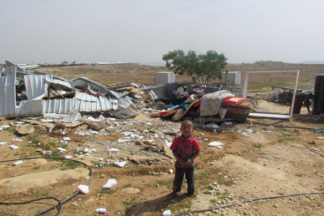 A boy in the Bedouin refugee community of Um al Khayr in the South Hebron Hills where large scale home demolitions by Israeli authorities took place. Credit: UNRWA