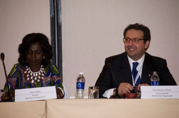 Dr. Evelyn Nguleka, WFO President, seated with Secretary General Marco Marzano de Marinis. Credit: Friday Phiri/IPS