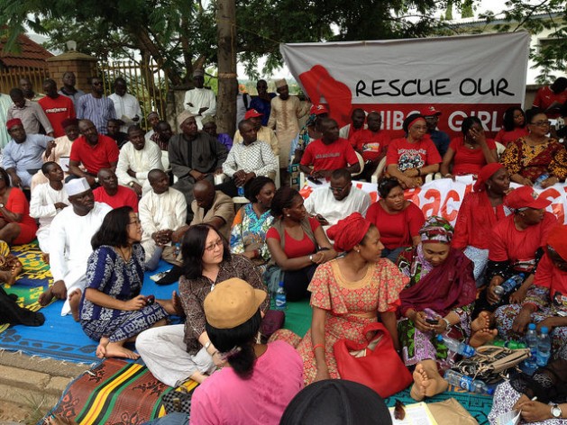 A meeting session of the #BringBackOurGirls daily protest campaigners at Maitama Amusement Park, Abuja, Nigeria’s capital. Credit: Ini Ekott/IPS