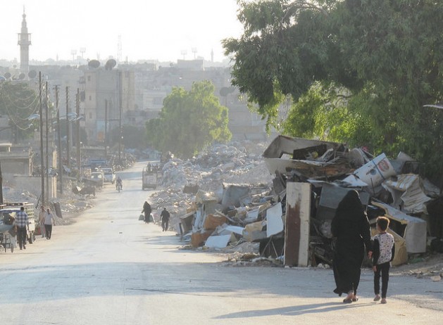 What remains of a street in Aleppo, August 2014. Credit: Shelly Kittleson/IPS.