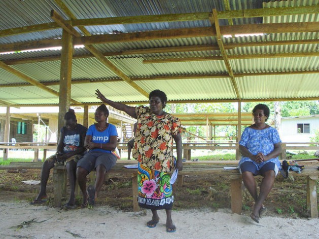 Anna Sapur of the Hako Women's Collective leads a human rights training program for youths in Hako Constituency, North Bougainville. Credit: Catherine Wilson/IPS