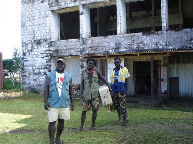 Buildings gutted and scarred by the Bougainville civil war are still visible in the main central town of Arawa. Credit: Catherine Wilson/IPS