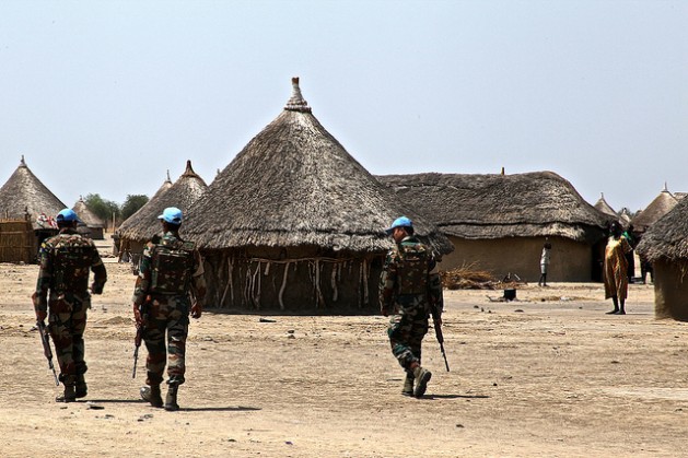 File image: Peacekeepers patrol the South Sudanese village of Yuai earlier this year, before the rains. Credit: Jared Ferrie/IPS