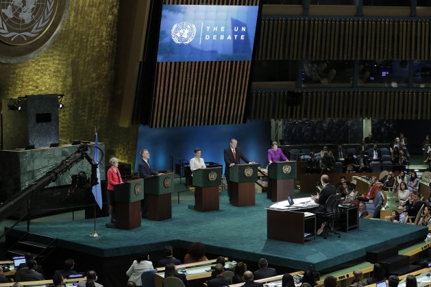 Candidates for Secretary-General debate in the UN General Assembly hall. Credit: UN Photo/Evan Schneider
