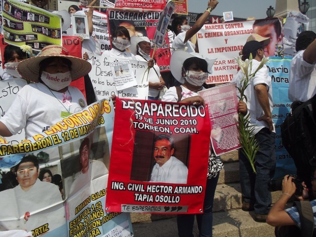 One of numerous protests by relatives of victims of forced disappearance, who come to Mexico City to demand that the government search for their relatives and solve the cases. Credit: Diana Cariboni/IPS