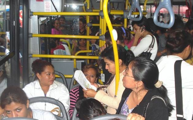 The achievement of women's fundamental right to freedom of movement begins with the fight against male-induced harassment on public transport. Credit: Danilo Valladares/IPS