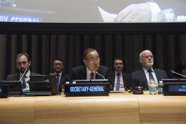 UN Secretary-General Ban Ki-moon addresses the commemoration event for the 30th anniversary of Declaration on Right to Development. Credit: UN Photo/Kim Haughton