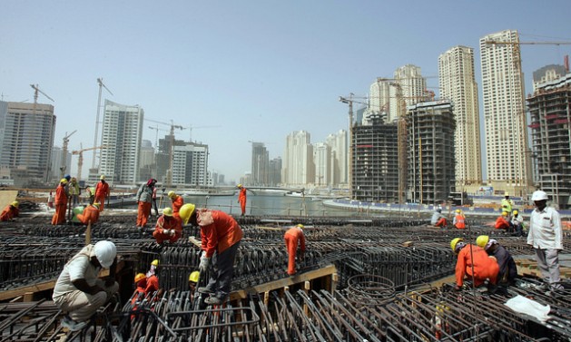 Pakistani migrant workers on a construction site in Dubai. Credit: S. Irfan Ahmed/IPS