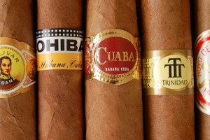 Bolivar Belicoso Fino, Cohiba Siglo IV, Cuaba Distinguidos, Trinidad Robusto Extra and Hoyo Churchill brand cigars. Credit: Alex Brown/cc by 2.0