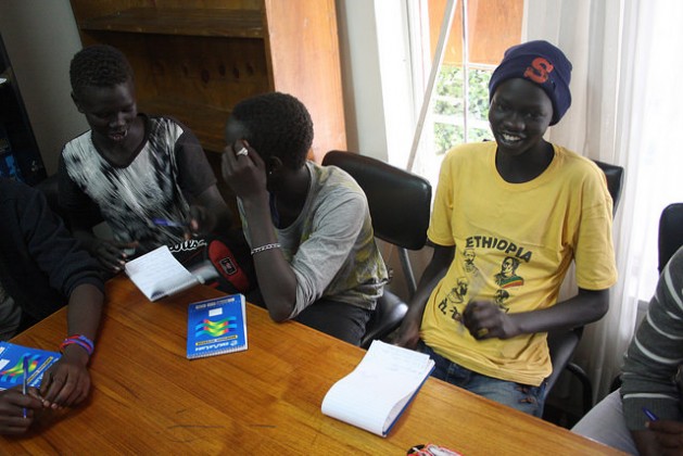 Young South Sudanese refugees studying in the library of the Jesuit Refugee Service in Addis Ababa. Credit: James Jeffrey/IPS
