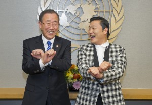 Ban Ki-moon with Korean pop singer Psy in 2012. Credit: UN Photo/Eskinder Debebe.