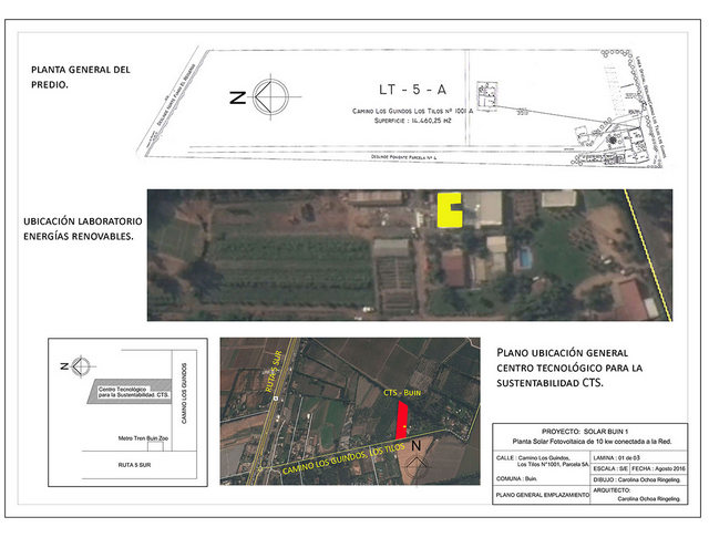 General map of the location of the Centre for Sustainable Technology, where future technicians in non-renewable energies study, and which is the main client of the Buin 1 Solar Plant, the first citizen solar power plant in Chile. Credit: Courtesy of Camino Solar