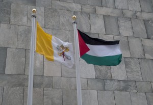 The flags of UN observer states the Vatican and Palestine. Credit: UN Photo/Cia Pak.