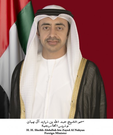 Sheikh Abdullah bin Zayed bin Sultan Al Nahyan, Minister of Foreign Affairs and International Cooperation of the United Arab Emirates.