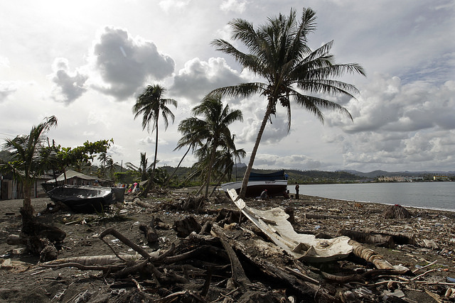 The remains of boats and bushes destroyed by Hurricane Matthew scattered on a beach in Baracoa bear witness to the violence of the biggest climate disaster ever to hit the province of Guantánamo, in eastern Cuba. Credit: Jorge Luis Baños/IPS