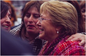 Michelle Bachelet, president of Chile, campaigning in Valparaíso, June 2013. The author writes that Bachelet has promoted “women-friendly” policies, but not all female leaders do so.