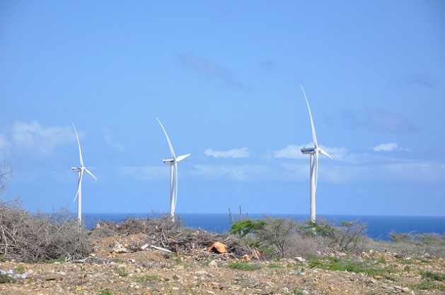 A wind farm in Curacao. In late 2015, Caribbean countries joined a global agreement to phase out fossil fuels and shift to renewable energies such as wind and solar power. Credit: Desmond Brown/IPS