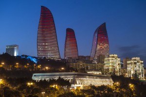 Night-time view of Baku, Azerbaijan. Credit: Ministry of Tourism and Culture, Azerbaijan