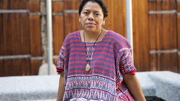 Award-winning Guatemalan indigenous activist Aura Lolita Chávez, leader of the K'iche's Council of Peoples, has been forced to seek refuge in Spain because of death threats and attacks, due to her struggle against the activities of companies that affect the environment and indigenous territories in her country. Credit: Courtesy of ETB